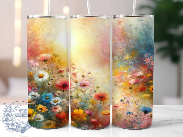 Wildflower Tumbler, Colorful Flower Design, 20oz Tumbler Wrap, Floral Sublimation, Spring Drinkware, Nature Tumbler Design, Vibrant Flower Tumbler Sublimation ToriDesigns 