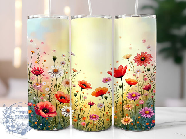 Wildflower Tumbler, Colorful Flower Design, 20oz Tumbler Wrap, Floral Sublimation, Spring Drinkware, Nature Tumbler Design, Vibrant Flower Tumbler Sublimation ToriDesigns 