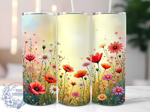 Wildflower Tumbler, Colorful Flower Design, 20oz Tumbler Wrap, Floral Sublimation, Spring Drinkware, Nature Tumbler Design, Vibrant Flower Tumbler Sublimation ToriDesigns 