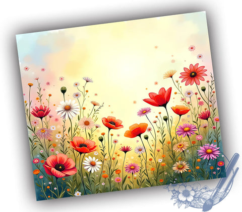 Wildflower Tumbler, Colorful Flower Design, 20oz Tumbler Wrap, Floral Sublimation, Spring Drinkware, Nature Tumbler Design, Vibrant Flower Tumbler Sublimation ToriDesigns 