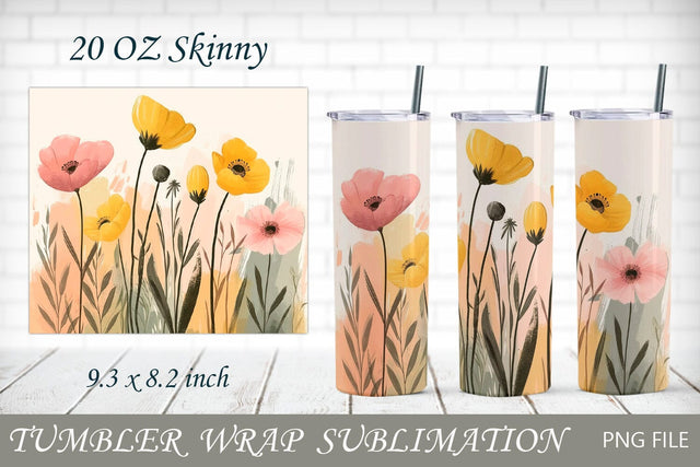 Wildflower tumbler wrap, Spring flower sublimation, Floral wrap 20oz Sublimation AnastasiyaArtDesign 