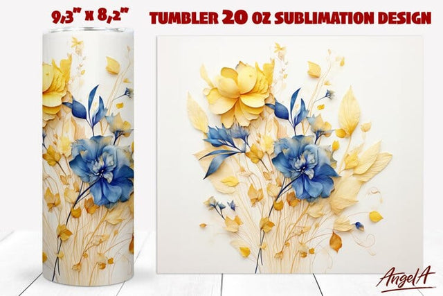 Wildflower tumbler wrap / yellow flowers / floral tumbler Sublimation Angelina Semenova 
