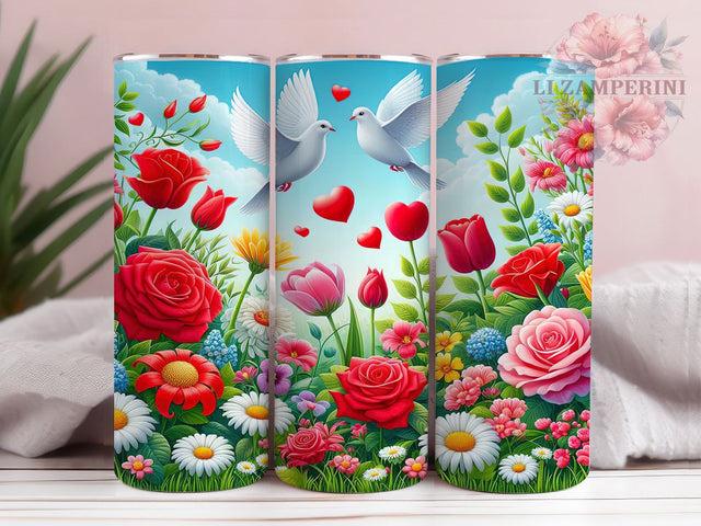 Wildflower Valentine's 20oz Floral Tumbler, Wildflower Design, Valentine's Day, Sublimation Wrap, 20oz Tumbler, Floral Gift, Love Drinkware, Nature Cup Sublimation Li Zamperini 