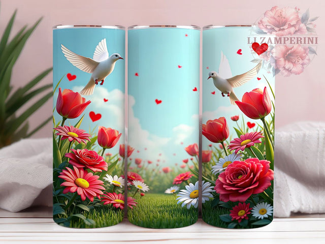 Wildflower Valentine's 20oz Floral Tumbler, Wildflower Design, Valentine's Day, Sublimation Wrap, 20oz Tumbler, Floral Gift, Love Drinkware, Nature Cup Sublimation Li Zamperini 