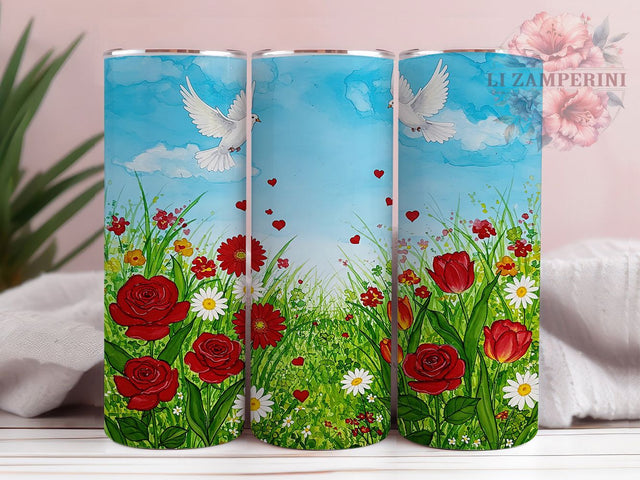 Wildflower Valentine's 20oz Floral Tumbler, Wildflower Design, Valentine's Day, Sublimation Wrap, 20oz Tumbler, Floral Gift, Love Drinkware, Nature Cup Sublimation Li Zamperini 