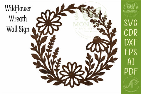 Wildflower Wreath SVG, Floral Wall Decor with Daisies SVG APInspireddesigns 