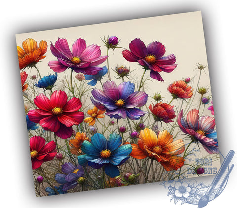 Wildflowers 20oz Skinny Tumbler PNG, Floral Flowers Tumbler Sublimation Wrap, Straight & Tapered Tumbler Wrap, Instant Digital Download Sublimation ToriDesigns 