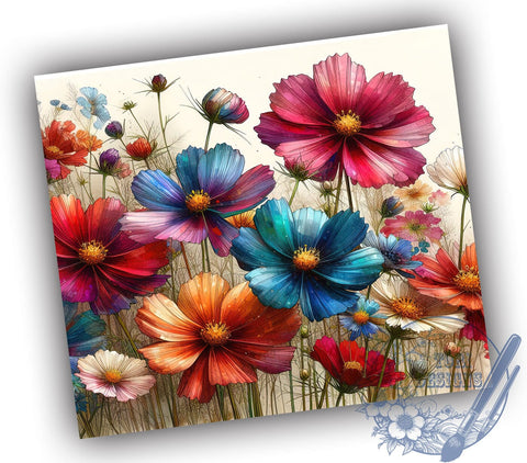 Wildflowers 20oz Skinny Tumbler PNG, Floral Flowers Tumbler Sublimation Wrap, Straight & Tapered Tumbler Wrap, Instant Digital Download Sublimation ToriDesigns 