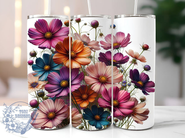 Wildflowers 20oz Skinny Tumbler PNG, Flowers Tumbler Sublimation Wrap, Straight & Tapered Tumbler Wrap, Instant Digital Download Sublimation ToriDesigns 