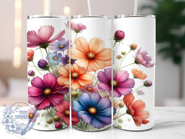 Wildflowers 20oz Skinny Tumbler PNG, Flowers Tumbler Sublimation Wrap, Straight & Tapered Tumbler Wrap, Instant Digital Download Sublimation ToriDesigns 