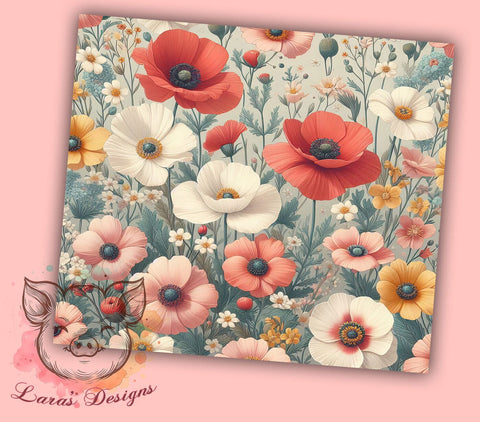 Wildflowers 20oz Tumbler Png, Straight & Tapered Tumbler Png, Seamless Floral Tumbler Png, Digital Download PNG Sublimation Lara' s Designs 