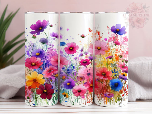 Wildflowers 20oz Tumbler Wrap PNG, Flower Tumbler Png, Straight & Tapered Tumbler Wrap, Instant Digital Download Sublimation Li Zamperini 
