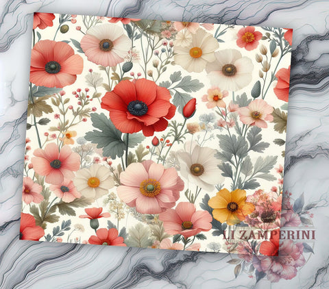 Wildflowers 20oz Tumbler Wrap PNG, Flowers Pattern Tumbler Png, Straight & Tapered Tumbler Wrap, Instant Digital Download Sublimation Li Zamperini 