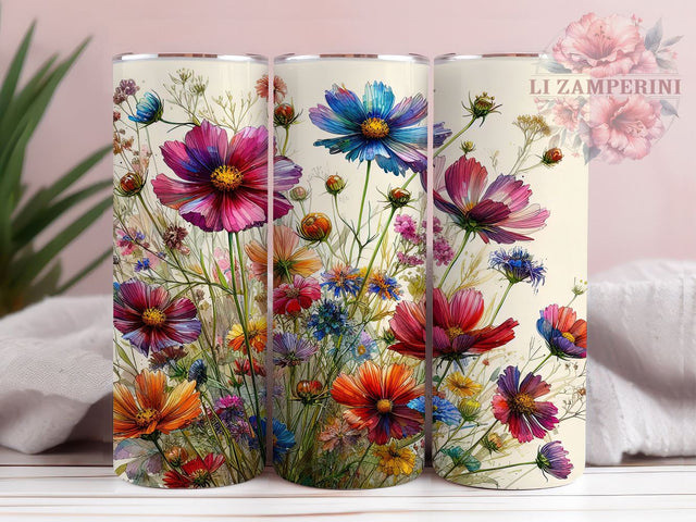 Wildflowers 20oz Tumbler Wrap PNG, Flowers Tumbler PNG Sublimation Design, Straight & Tapered Tumbler Wrap, Instant Digital Download Sublimation Li Zamperini 