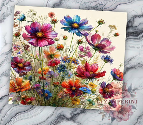Wildflowers 20oz Tumbler Wrap PNG, Flowers Tumbler PNG Sublimation Design, Straight & Tapered Tumbler Wrap, Instant Digital Download Sublimation Li Zamperini 