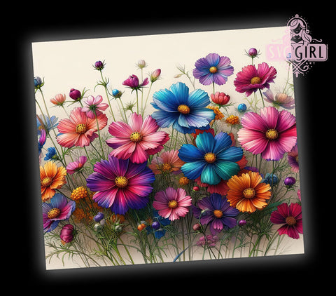 Wildflowers 20oz Tumbler Wrap Sublimation Design, Straight Tapered Tumbler Wrap, Field Flowers Tumbler Png, Instant Digital Download Sublimation SvggirlplusArt 