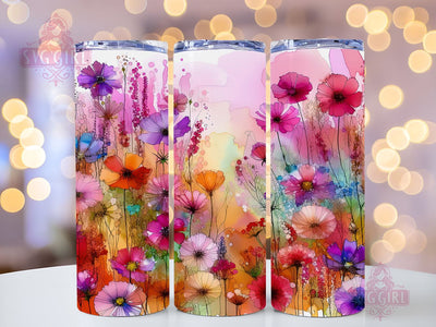 Wildflowers 20oz Tumbler Wrap Sublimation Design, Straight Tapered Tumbler Wrap, Flower Tumbler Png, Instant Digital Download Sublimation SvggirlplusArt 