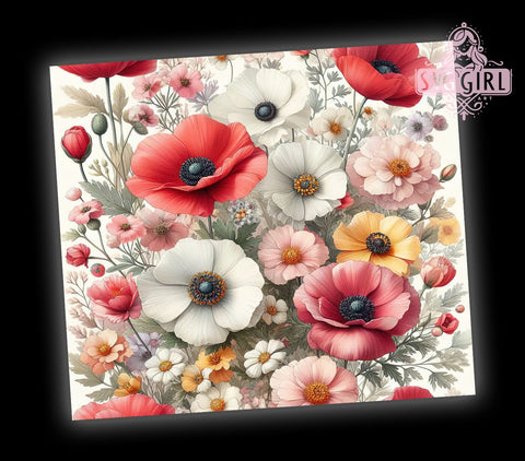 Wildflowers 20oz Tumbler Wrap Sublimation Design, Straight Tapered Tumbler Wrap, Seamless Floral Tumbler Png, Instant Digital Download Sublimation SvggirlplusArt 