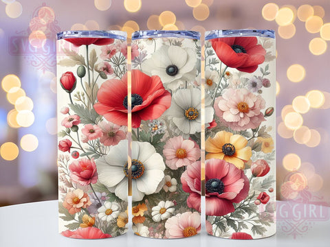 Wildflowers 20oz Tumbler Wrap Sublimation Design, Straight Tapered Tumbler Wrap, Seamless Floral Tumbler Png, Instant Digital Download Sublimation SvggirlplusArt 