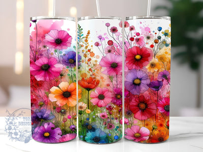 Wildflowers Alcohol Ink 20oz Skinny Tumbler, Wildflowers Tumbler Png, Straight & Tapered Tumbler Wrap, Instant Digital Download Sublimation ToriDesigns 