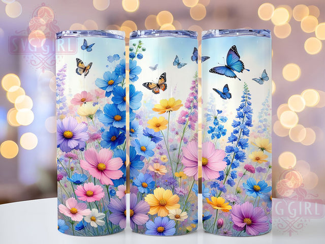 Wildflowers Boho Cottagecore 20oz Tumbler, Boho Flowers, Floral Tumbler, Rustic Boho, Cottagecore Style, Sublimation Wrap, 20Oz Tumbler Sublimation SvggirlplusArt 