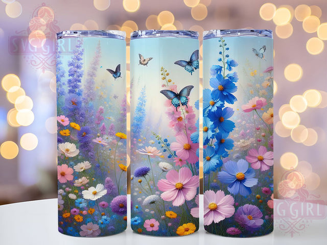 Wildflowers Boho Cottagecore 20oz Tumbler, Boho Flowers, Floral Tumbler, Rustic Boho, Cottagecore Style, Sublimation Wrap, 20Oz Tumbler Sublimation SvggirlplusArt 