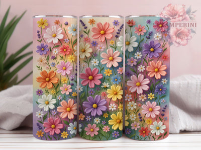 Wildflowers Dreamy Garden Style 20oz Tumbler, Puffy Style, Dreamy Garden, Spring Floral, Cute Aesthetic, Skinny Tumbler, Sublimation PNG Sublimation Li Zamperini 