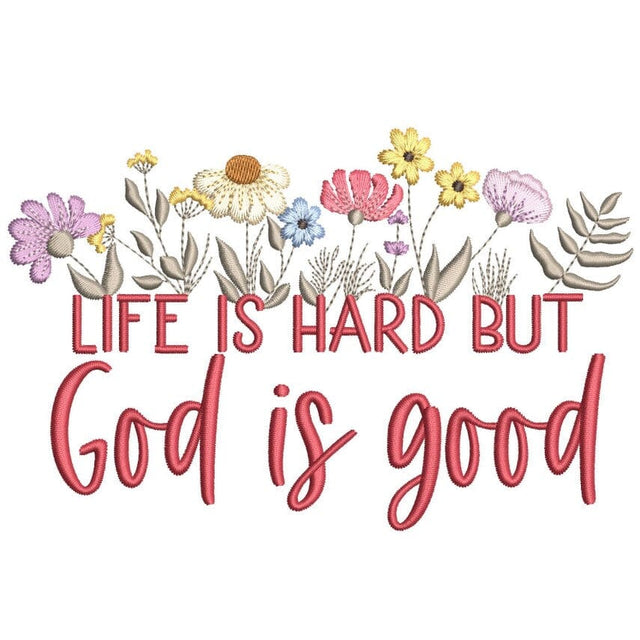 Wildflowers God Is Good Machine Embroidery Design, 3 sizes, Instant Download Embroidery/Applique DESIGNS Nino Nadaraia 