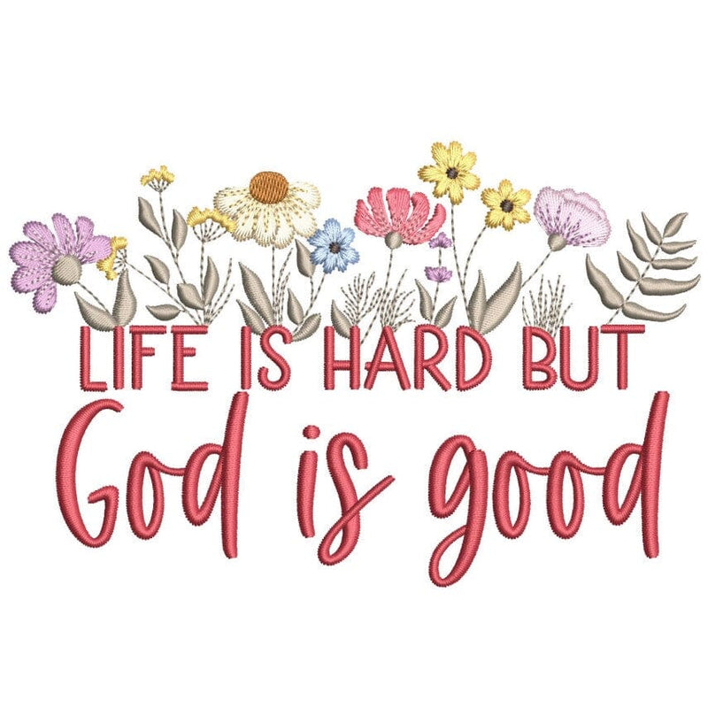 Wildflowers God Is Good Machine Embroidery Design, 3 sizes, Instant Download Embroidery/Applique DESIGNS Nino Nadaraia 