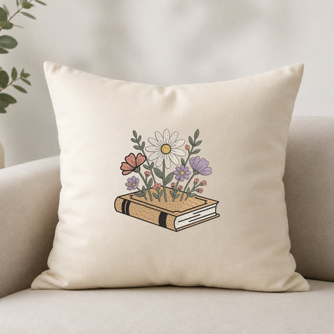 Wildflowers Growing from Book Embroidery Design – Floral Book Machine Embroidery File, Reading Flowers Botanical Design Embroidery/Applique DESIGNS PatternFeed8 