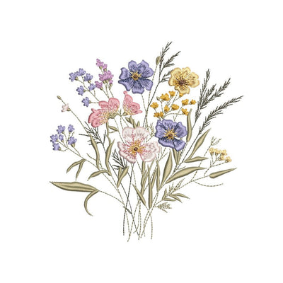 Wildflowers Machine Embroidery Design, 3 sizes, Instant Download Embroidery/Applique DESIGNS Nino Nadaraia 