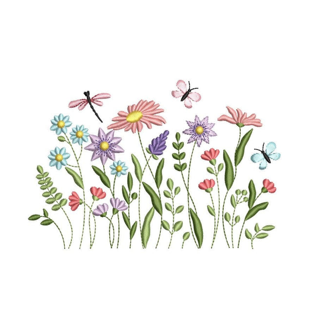 Wildflowers Machine Embroidery Design, 3 sizes, Instant Download Embroidery/Applique DESIGNS Nino Nadaraia 