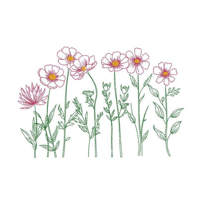 Wildflowers Machine Embroidery Design, 3 sizes, Instant Download Embroidery/Applique DESIGNS Nino Nadaraia 