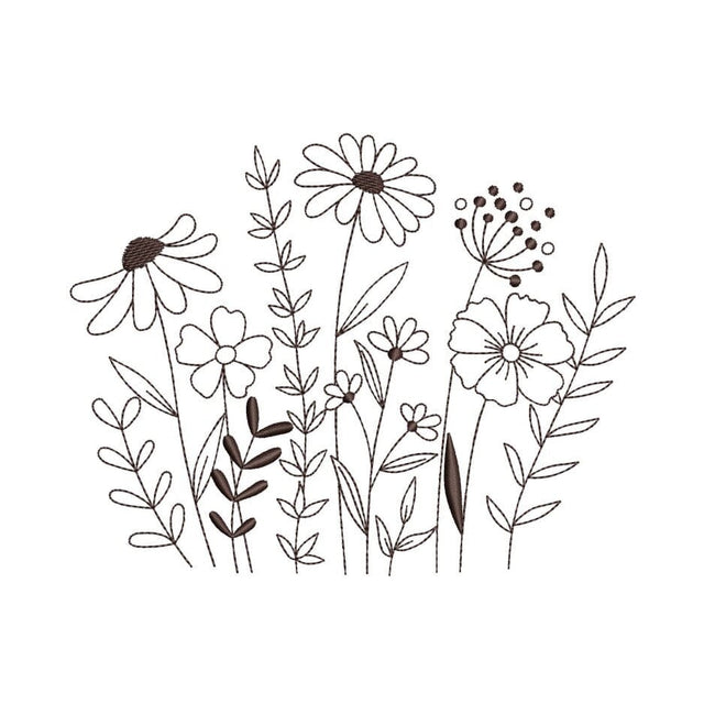 Wildflowers Machine Embroidery Design, 4 sizes, Instant Download Embroidery/Applique DESIGNS Nino Nadaraia 