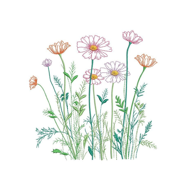 Wildflowers Machine Embroidery Design, 4 sizes, Instant Download Embroidery/Applique DESIGNS Nino Nadaraia 