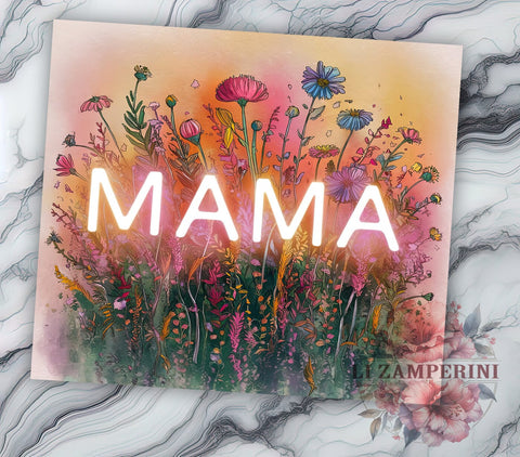 Wildflowers Mama 20oz Tumbler Wrap PNG, Pink Floral Mom Tumbler Png, Straight & Tapered Tumbler Wrap, Instant Digital Download Sublimation Li Zamperini 
