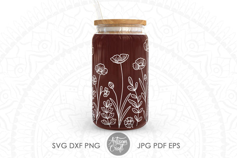 Wildflowers SVG, buttercup flower, Floral Line Drawing SVG Artisan Craft SVG 