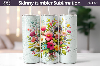 Wildflowers Tumbler Wrap | I Floral Tumbler Sublimation Sublimation WatercolorColorDream 