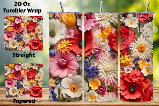Wildflowers Tumbler Wrap | Seamless spring floral, png, Rainbow vibrant glitter Floral Tumbler Wrap, Sublimation Design, 20 oz Skinny Tumbler, Groovy Flower Sublimation FloridPrintables 