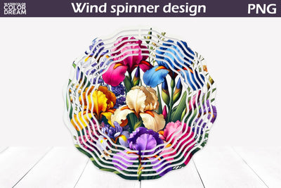 Wildflowers Wind Spinner | Floral Wind Spinner | Iris Wind Spinner Sublimation WatercolorColorDream 