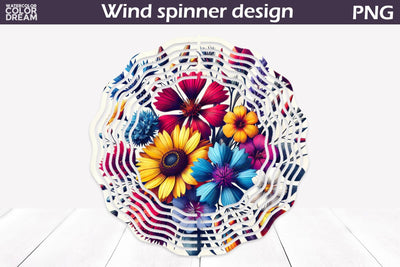 Wildflowers Wind Spinner Sublimation WatercolorColorDream 