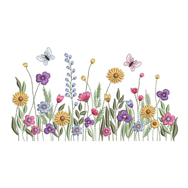 Wildflowers with butterflies Machine Embroidery Design, 4 sizes, Instant Download Embroidery/Applique DESIGNS Nino Nadaraia 