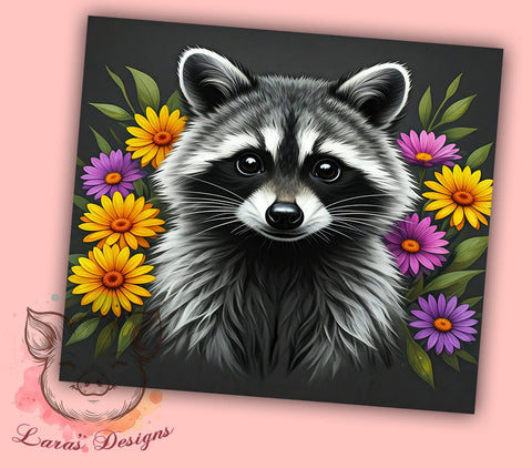 Wildlife Cute Raccoon 20oz Tumbler, Wildlife Design, Sublimation Tumbler, 20oz Tumbler, Animal Drinkware, Cute Raccoon Gift, Nature Lover Gift Sublimation Lara' s Designs 
