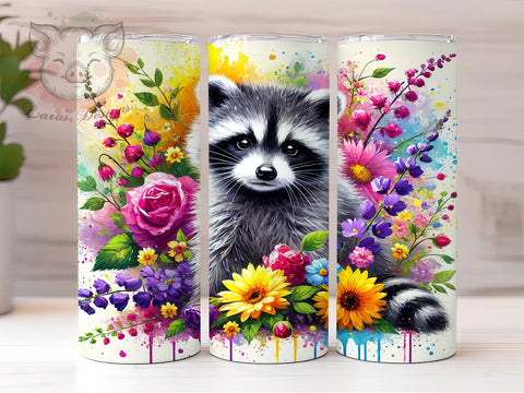 Wildlife Cute Raccoon 20oz Tumbler, Wildlife Design, Sublimation Tumbler, 20oz Tumbler, Animal Drinkware, Cute Raccoon Gift, Nature Lover Gift Sublimation Lara' s Designs 