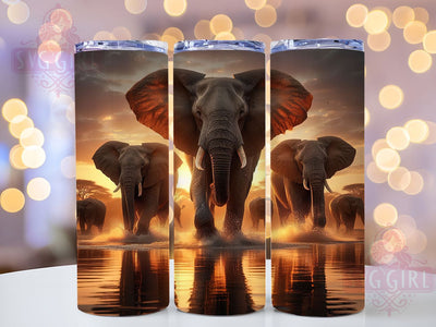 Wildlife Elephant Family Tumbler, Jungle Wrap, Sublimation Design, 20oz Tumbler, Wildlife Theme, Animal Art, Nature Style Sublimation SvggirlplusArt 