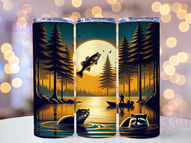 Wildlife Fishing Nature Tumbler, Deer and Fish Tumbler, Forest Animals Design, 20oz Tumbler Wrap, Sublimation Design, Outdoor Adventure Gift, Nature Lover Tumbler Sublimation SvggirlplusArt 
