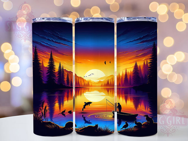 Wildlife Fishing Nature Tumbler, Deer and Fish Tumbler, Forest Animals Design, 20oz Tumbler Wrap, Sublimation Design, Outdoor Adventure Gift, Nature Lover Tumbler Sublimation SvggirlplusArt 