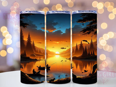 Wildlife Fishing Nature Tumbler, Deer and Fish Tumbler, Forest Animals Design, 20oz Tumbler Wrap, Sublimation Design, Outdoor Adventure Gift, Nature Lover Tumbler Sublimation SvggirlplusArt 