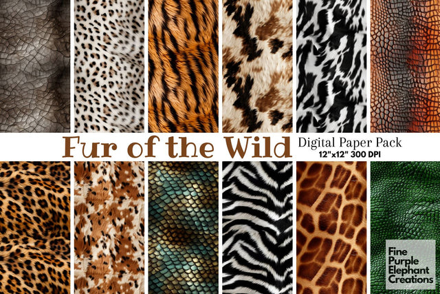 Wildlife Fur Pelt Animal Texture Digital Pattern Fine Purple Elephant Creations 