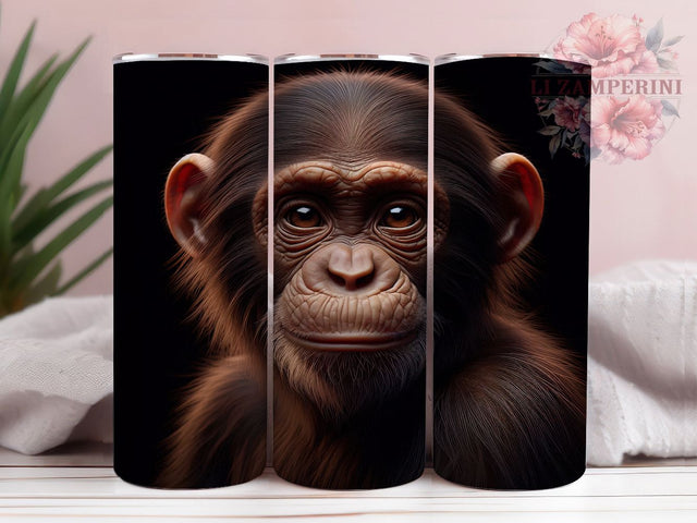 Wildlife Primate Chimpanzee Tumbler, Primate Gift, Zoo Animal Cup, Wildlife Artwork, Ape Lover Present, Animal Portrait Tumbler, Chimpanzee Collector Gift Sublimation Li Zamperini 